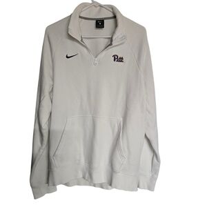 Nike White Quarter-Zip Sweatshirt with Pitt Logo Womens Large